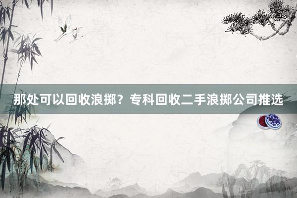 那处可以回收浪掷？专科回收二手浪掷公司推选