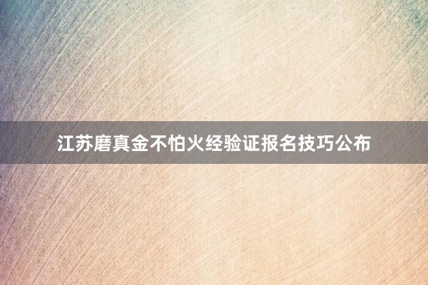 江苏磨真金不怕火经验证报名技巧公布
